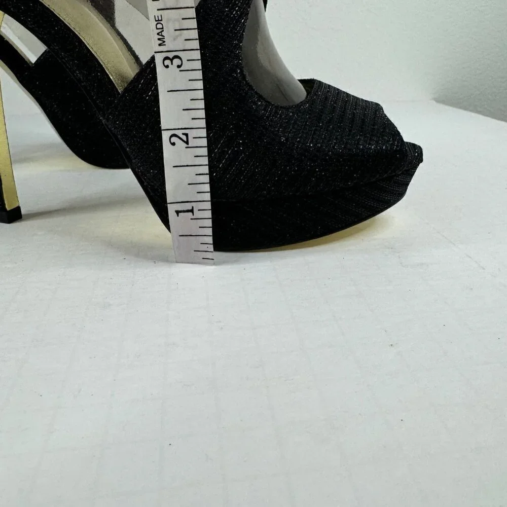 Adrianna Papell NEW Platform Heels Rosalie Black Gavi Glitter Formal Size 6.5M
